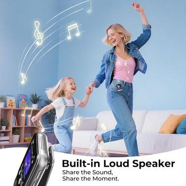 MP3-плеєр 64GB Bluetooth 5.3 з кліпсою та динаміком, спортивний музичний плеєр з сенсорним екраном та кнопками, регулятор гучності, FM-радіо, запис голосу, розширюється до 128GB, чорно-коричневий