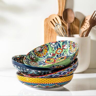 Набір салатників та тарілок HENXFEN з порцеляни (4 шт.) - 1330 мл, богемський стиль