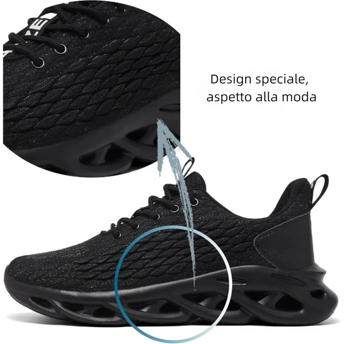 Чоловічі кросівки для бігу, тенісу, фітнесу та повсякденного носіння. Легкі, дихаючі, чорні, 42 EU