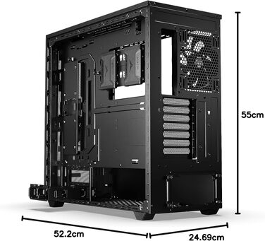 Корпус для ПК be quiet! Shadow Base 800 DX (чорний), вентилятори Pure Wings 3 140mm PWM, USB 3.2 Gen 2 Type-C, підтримка E-ATX, радіатори до 420мм, загартоване скло