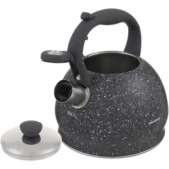 Чайник для води Klausberg з нержавіючої сталі з свистком, 2 літри, сірий (KB-7320)