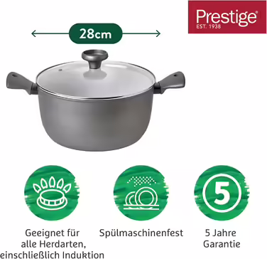 Суповий каструля Prestige Earth Pan 28 см, 7,5 л, індукція, антипригарна кераміка, екологічна, безпечна, для посудомийки, зручні ручки