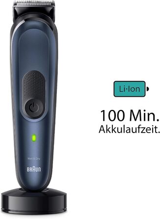 Braun Series 7 All-in-One AIO7545 – Триммер для бороди, волосся та тіла 10 в 1, сірий, акумулятор 120 хв, 14 насадок (0.1-21 мм), водонепроникний