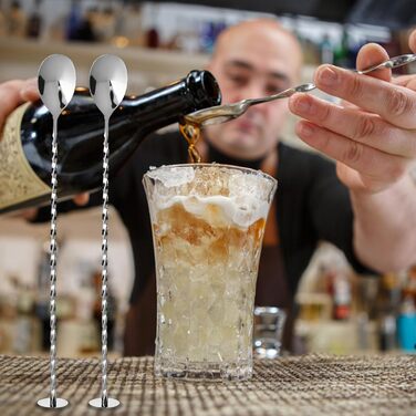 Набір з 2 барних ложок, 30 см, нержавіюча сталь. Ідеально для коктейлів, кави та десертів. Стильні ложки-йоршики для льоду та напоїв.