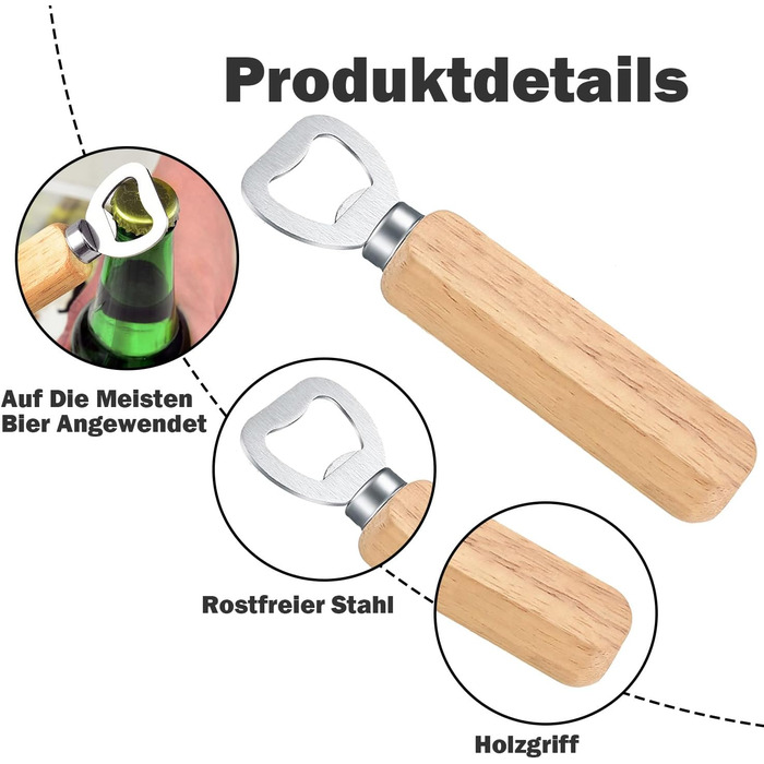 SVUPUE 30-Piece Wooden Bottle Openers, Beer Openers, Bottle Openers with Wooden Handle, Gift for Men and Beer Lovers