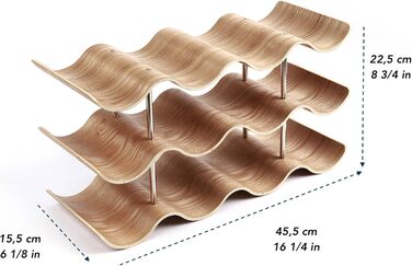 Dreiklang – be smart Wine Rack Bottle Rack made of Wood for 12 Bottles, Stable, Freestanding, Modern, Decorative, Space-Saving Small & Narrow, 3 Tiers (41.5 x 22.5 x 15.5 cm)