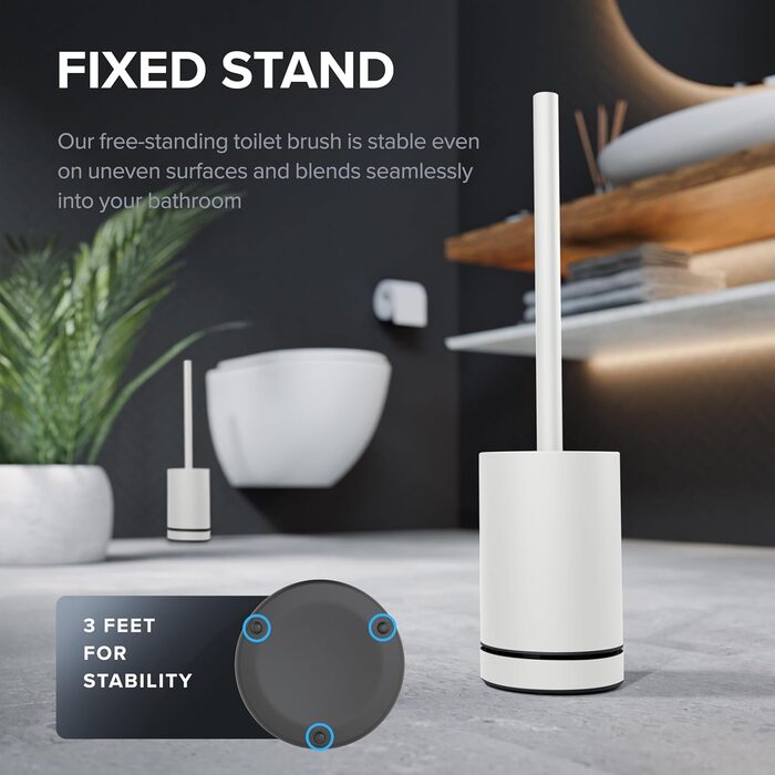 Набір для чищення унітазу з нержавіючої сталі з силіконовою щіткою | Без кріплення до стіни | Змінний насаджувач | З піддоном для крапель