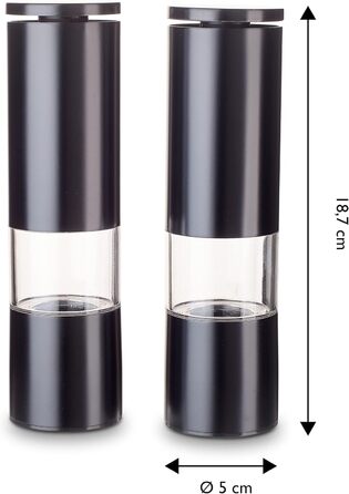 Набір для перцю та солі Echtwerk: 2 шт., ручна, з керамічним подрібнювачем, нержавіюча сталь, для перцю, солі та чилі (Black Edition)