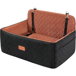 Автокрісло для собак середніх та великих порід, підйомник для собак, автоліжко для собак на заднє сидіння з 2 страхувальними ременями, чорно-коричневе