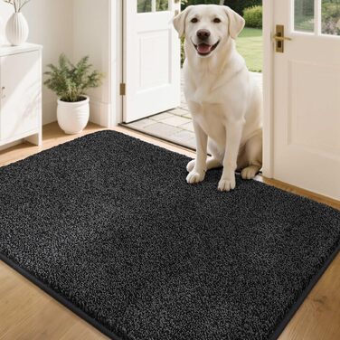 Килимок для входу COSY HOMEER 80x120 см, чорний - м'який, вологопоглинаючий, антиковзкий, для кухні, передпокою, вхідних дверей
