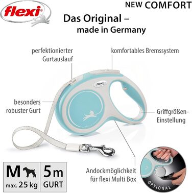 Flexi Comfort L рулетка для собак до 50 кг, 8 м, світло-блакитна