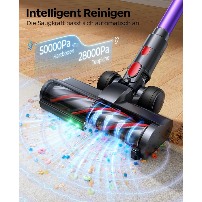 Бездротовий акумуляторний пилосос Fieety 600W з турбощіткою для тварин, 65 хвилин роботи, 8-шарова фільтрація та ароматерапією, для дому, авто та твердих поверхонь