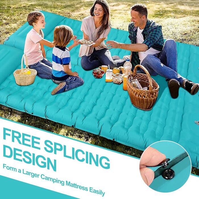 Надувна ізольована каремат для кемпінгу DeeprBling з самонадуваванням та помпою, 200x70x10 см