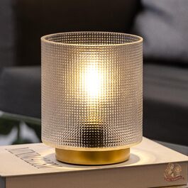 Бездротова настільна лампа з таймером, вінтажний дизайн, скло, LED, для дому та вулиці, сірий колір, розмір L