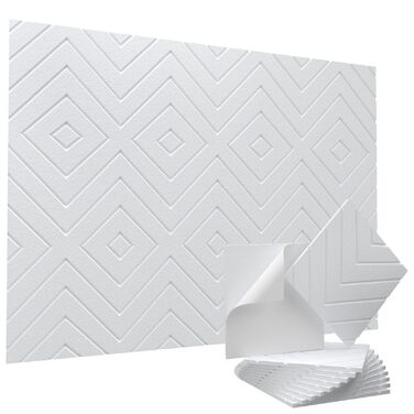 Самоклеяться акустичні панелі Vieshful 30x30x1 см, шумопоглинаючі стінові панелі для студії, офісу та спальні (20 шт, білі)