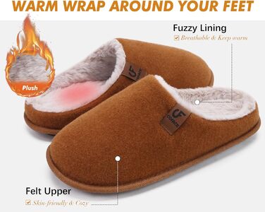 Тапочки чоловічі COFACE з фетру, теплі, зручні, з м'якою підкладкою, з антиковзкою гумовою підошвою, для дому та вулиці, розмір 40-49 (Хакі, 45 EU)