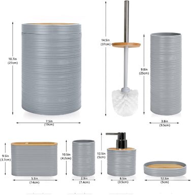 CERBIOR Набір аксесуарів для ванної кімнати, 6 шт., бамбуковий набір для ванної, з дозатором для мила, тримачем для зубних щіток, стаканчиком для зубних щіток, мильничкою для декоративної поверхні та подарунком для дому