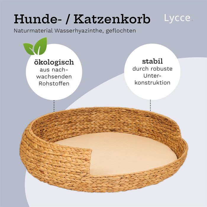 Dog bed, cat bed, Opal water hyacinth, natural, size 5 (Ø 83 cm)