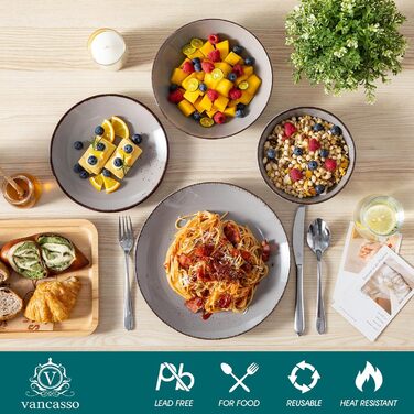 Набір посуду Vancasso NAVIA, 24 елементи, кераміка, сірий, для 4 осіб