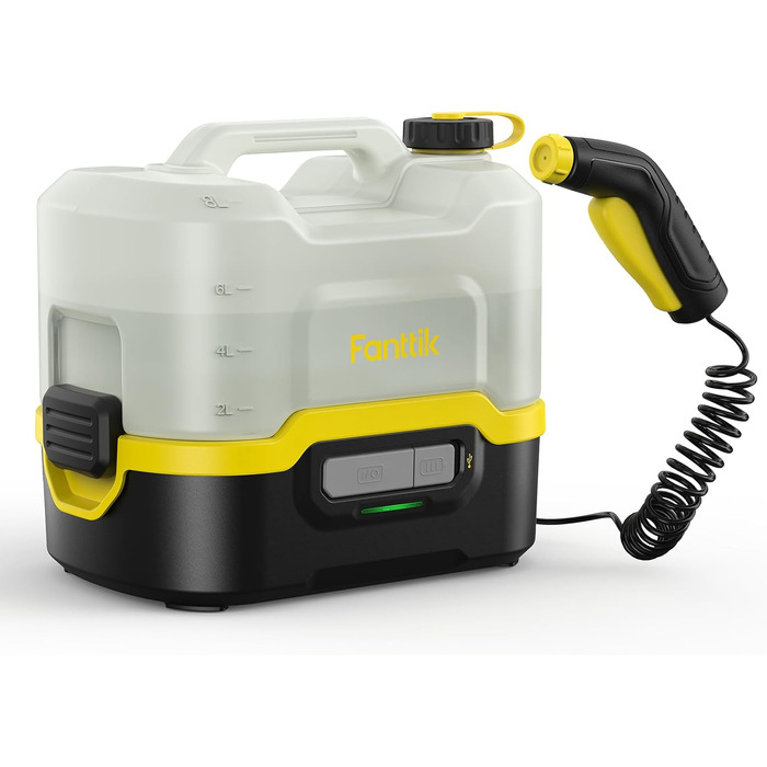 Fanttik NB8 Nano Portable Cordless Electric Pressure Washer with 8-Liter Tank, Retractable Spray Nozzle, 2600 mAh, Washer for Patio, Camping Shower, and Pet Cleaning