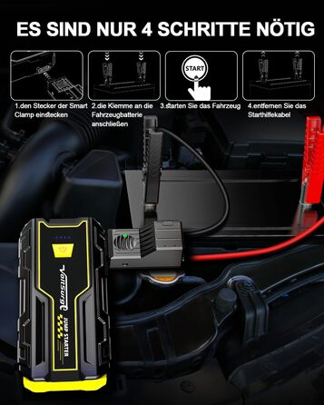 Powerbank Starthilfe 4000A: Зарядний пристрій для автомобіля 12V, Jump Starter, компактний та портативний