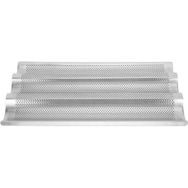 BuyWeek Baguette Baking Sheet, 3-Groove Stainless Steel Baguette Baking Mold French Bread Baking Sheet Pan Kitchen Baking Tool Silver