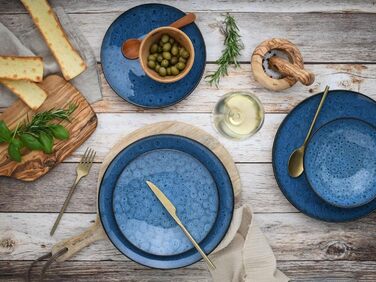 Набір посуду CreaTable Jawa, 18 предметів (для 6 осіб), з каменю, безпечний для миття в посудомийній машині та використання в мікрохвильовій печі, зелений (блакитний)