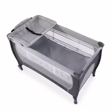 Hauck Sleep N Play Center Travel Crib with Newborn Nest, Changing Pad, Carry Bag, Wheels, Canopy, Compact Folding, Baby Travel Crib for Infants from Birth up to 15 kg (Stone)