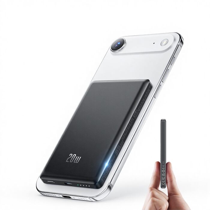 Power Bank Ntaanoo для iPhone з MagSafe, 5000mAh, 20W, бездротова зарядка, чорний