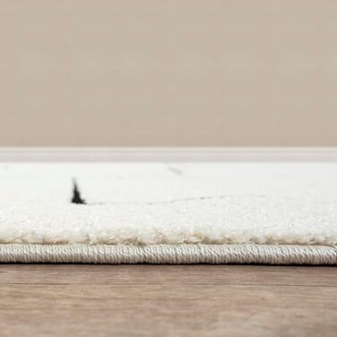 Килим Everest - сучасний короткий ворс для вітальні та спальні з ефектом висоти-низькості, 3D ефект, висока щільність ворсу та приємна м'якість, абстрактний дизайн, кремовий колір (80 x 150 см)