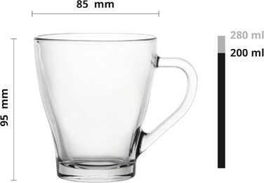 Набір кавових чашок KROSNO Glasmark 1992 (6 шт., 200 мл) з ручкою, для чаю, кави, напоїв, миття в посудомийній машині