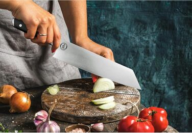 Кухонний ніж-топірець Kitory Hackmesser 18 см, з високоякісної нержавіючої сталі, з ручкою Pakkawood (Mtd08de)