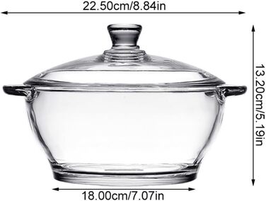 Cabilock Glass Pot Soup Pot Glass Pot Induction Pot Glass Pan Heat-Resistant Glass Pot Borosilicate Glass Pot Braising Pot Noodle Bowl For Transparent M Yogurt Casserole