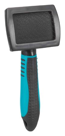 Щітка TRIXIE для собак з м'якою щетиною (метал) - для довгої, короткої та кучерявої шерсті, чорно-синя, 7 x 16 см