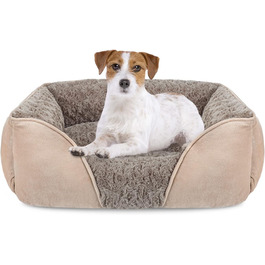 JOEJOY Dog Bed, Medium Dogs, Dog Basket Fluffy Washable, Non-Slip Anti-Anxiety Dog Beds, Dog Baskets for Medium and Large Dogs and Cats, 76x61x23cm (L 63 x W 53 x H 20 cm, Brown)
