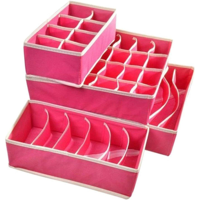 Styleys Set of 4 Foldable Storage Boxes, Drawer Dividers, Odorless Interior Lining, Storage Boxes, Closet Organizer, Under-Bed Organizer for Clothes, Shoes, Underwear, Bras
