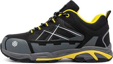 Робочі черевики LARNMERN для чоловіків та жінок. Безпечні черевики SRC, антистатичні, зі сталевим підноском, протипрокольні, легкі, комфортні, дихаючі (43.5 EU, жовті)