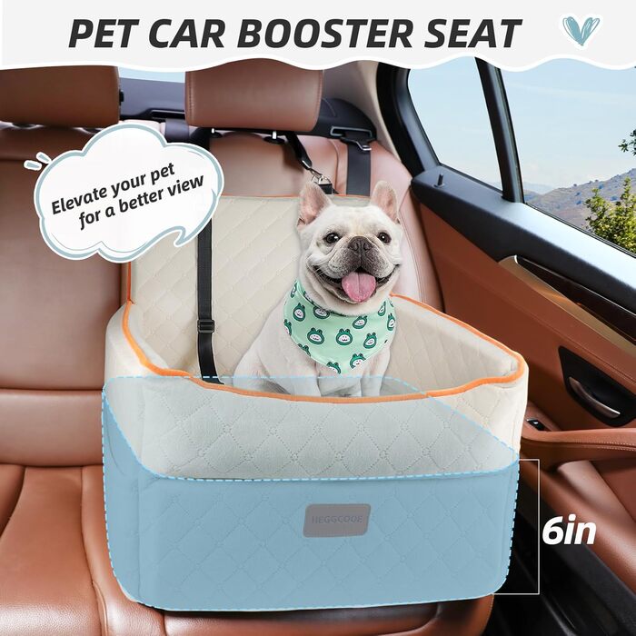 Washable Dog Car Seat for Small to Medium Dogs with Leash & Storage Pockets - Elevated Dog Bed for Back or Front Seat