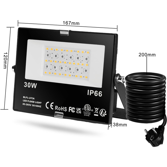 DUSKTEC LED Floodlight Outdoor RGB, Colorful Floodlight 80W, Dimmable Outdoor Floodlight with APP, Outdoor Bluetooth Floodlight with Plug Color Changing Warm White, Tree Floodlight IP66 Waterproof for Garden (30 Watts, 1)