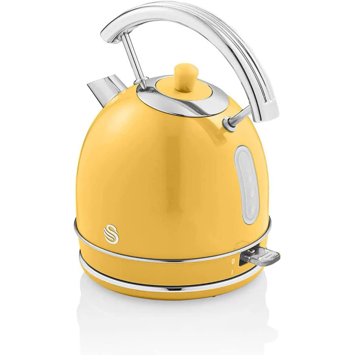 Swan Retro Electric Kettle - 1.8L, Vintage Design, Automatic Shut-Off, Cordless, BPA-Free Stainless Steel, 3000W (Yellow)