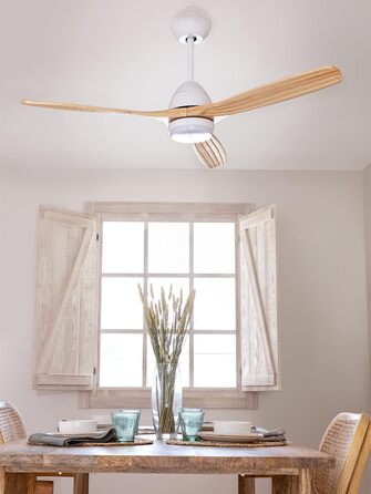 Стельовий вентилятор CREATE WINDCUP з пультом, світлом та Wi-Fi, 132 см, 40W, дерев'яні лопаті, DC-мотор, 6 швидкостей, літній/зимовий режим