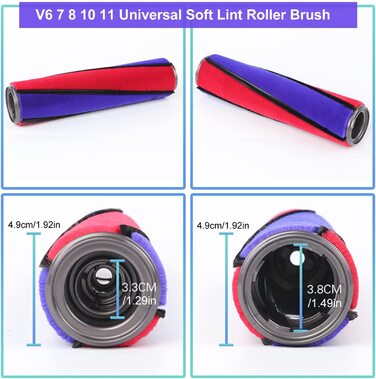 Replacement Brush for Dyson V6 V7 V8 V10 V11 Soft Bristle Floor Brush, Soft Roller for Dyson Accessories, with 6 Felt Strips for Dyson Vacuum Cleaners, Cleaning and Dust Removal ABS