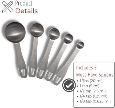 Hushåll's Stainless Steel Serving Spoon Set – 5-Piece, Durable, for Dry Foods, Spices, or Liquids