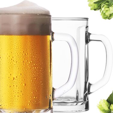 Набір пивних склянок PLATINUX Bierseidel 6 шт, 300 мл (прозорі, з ручкою) для пива, Maßkrug