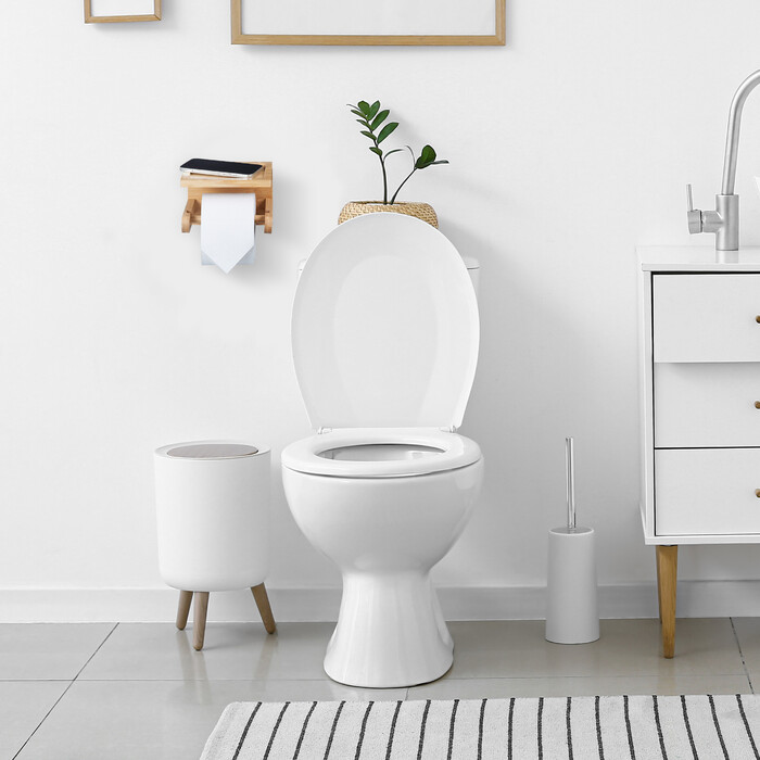 Relaxdays Bamboo Toilet Paper Holder with Storage Shelf