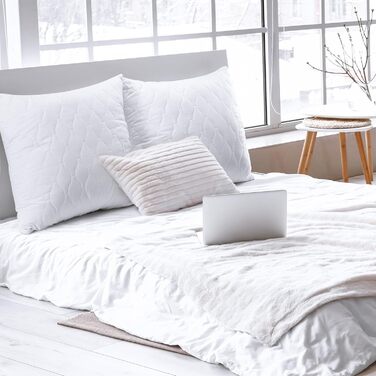 Подушка Utopia Bedding 80x80 см (2 шт.), стьобана, біла, для ліжка, дивану та декору