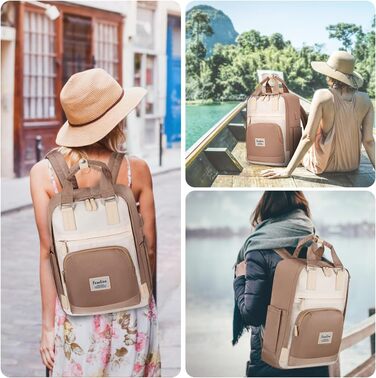 Шкільний рюкзак YAMTION для дівчат-підлітків, 15.6 дюймів: рюкзак для ноутбука, жіночий шкільний ранець з відділенням для ноутбука, для школи, університету, подорожей, роботи, офісу, кремовий