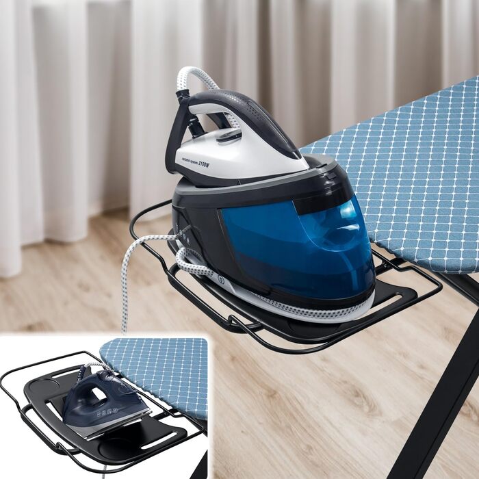 Гладильна дошка Duwee Extra Wide Deluxe з підставкою для праски, термостійкий чохол та товстий фетровий наклад, стабільні ніжки, 117 x 43 см