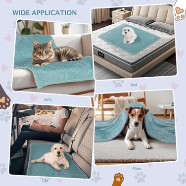 6 шт. м'які ковдри для собак та котів BVAGSS, фліс, фланель, 60 x 40 см, зелений колір