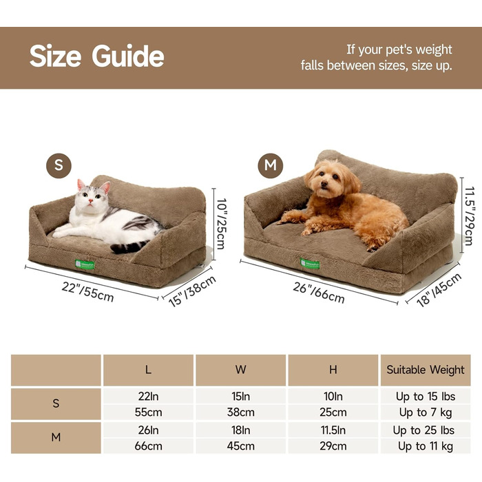 MEWOOFUN Cat Cave Cat Bed for Indoor Cats, Cute Kitten Bed Pet Sofa with Removable, Washable Cover and Anti-Slip Bottom for Small Dogs (White, ) (M, Brown)